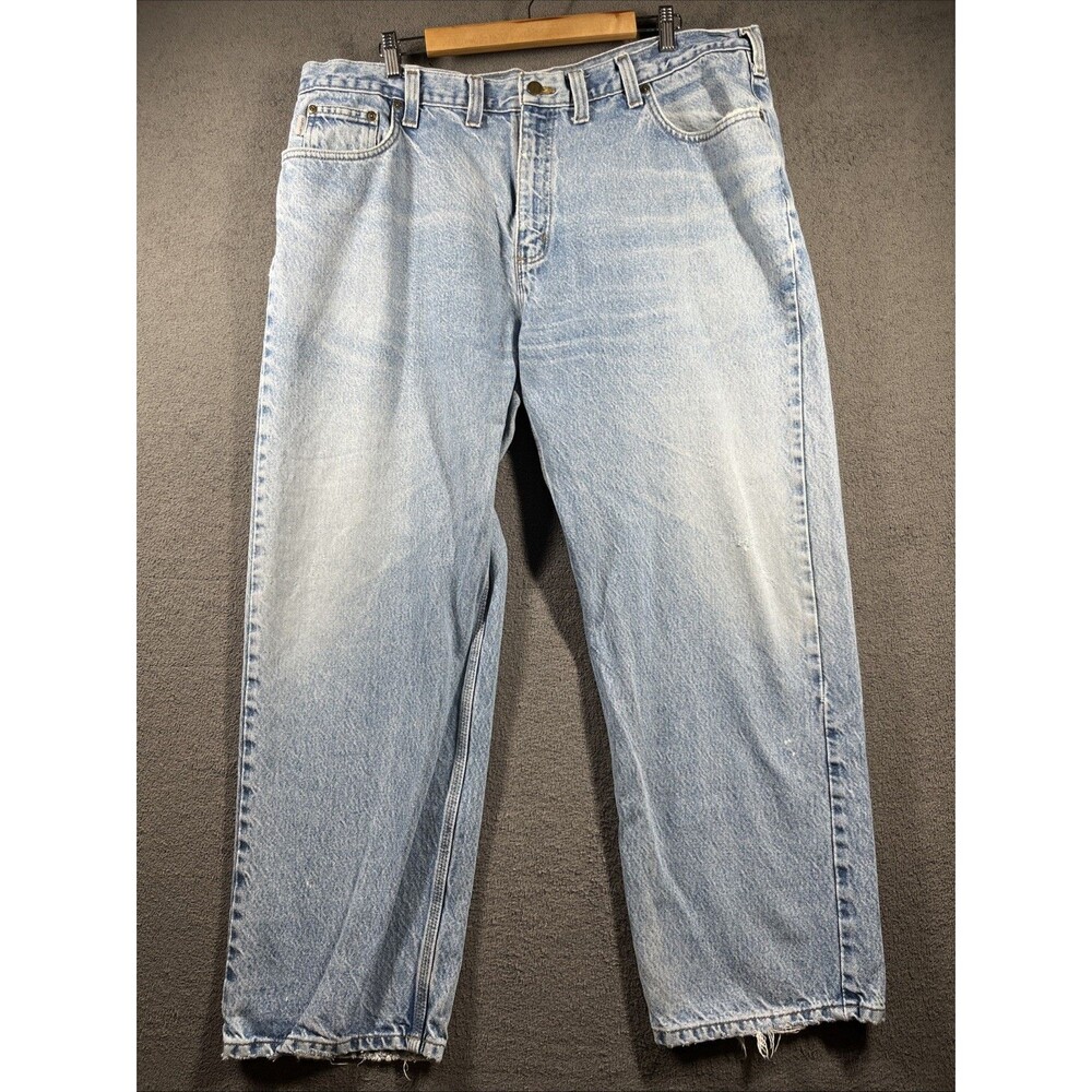 Carhartt Jeans Men 44x30 Relaxed Fit Straight Light Wash B450-LVB